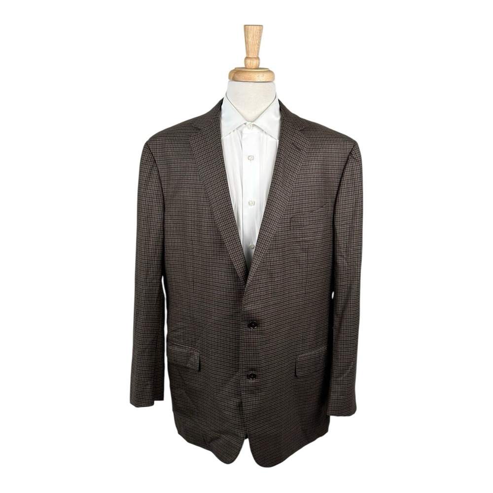 Ermenegildo Zegna Brown Checked Wool Blazer Men 50L Made in Switzerland
